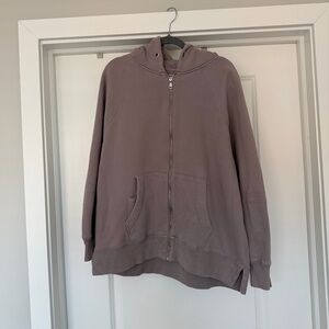 Abercrombie Zip-Up Hooded Sweatshirt in Dusty Mauve